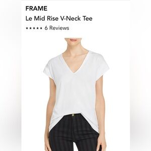 FRAME Le Mid Rise V T-Shirt in Blanc Blanc / S